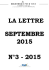 La Lettre de septembre 2015