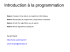 Introduction à la programmation