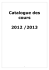 Catalogue des cours 2012 /2013
