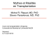 Mythes et R&eacute;alit&eacute;s en Transplantation